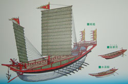 Drawing of Mongol ships and boats, Takashima museum